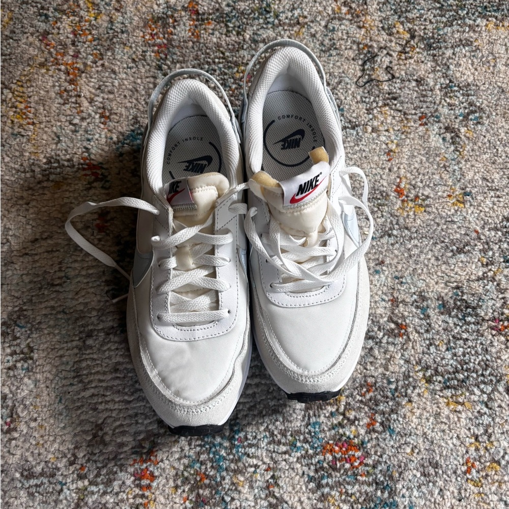 Nike White and Blue Waffle Sneakers